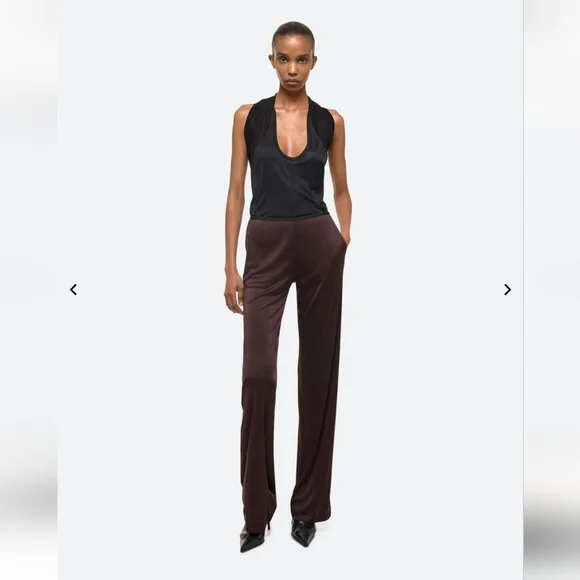 NWT HELMUT LANG fluid car trousers Pants Size L Brown Mushroom - Picture 2 of 14